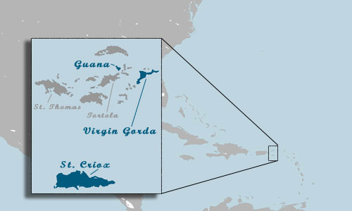 BVI Location Map - Click for close-up of Guana.